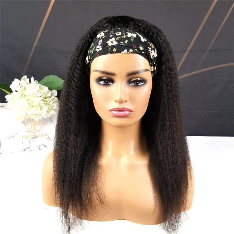 

Highknight Wholesale Natural Wig Headband Wigs Factory Human Hair Kinky Straight Virgin Front Lace Wigs Density 150%