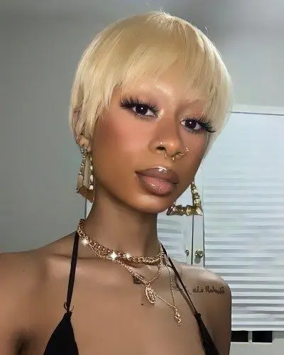 

Rebecca Best Selling Short Human Hair Wigs Wholesale Cheap Pixie Cut Short Human hair Wigs For Black Woman Blonde Wig Human Hair, Photo color