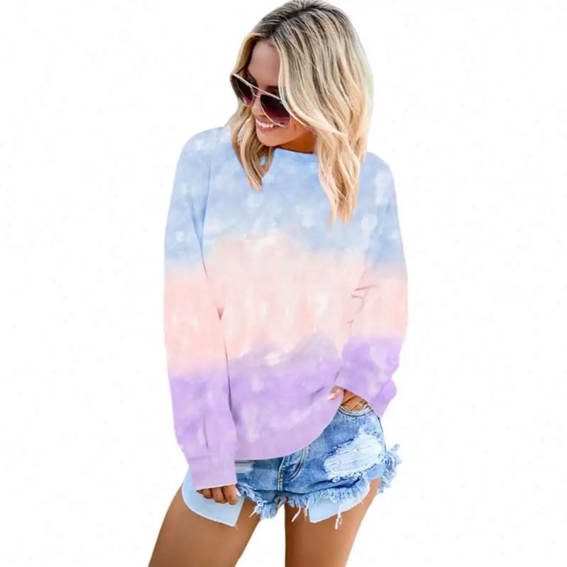 

High Quality Multi Color Pullover Tie Dye Ladies Sweatshirt, Purple