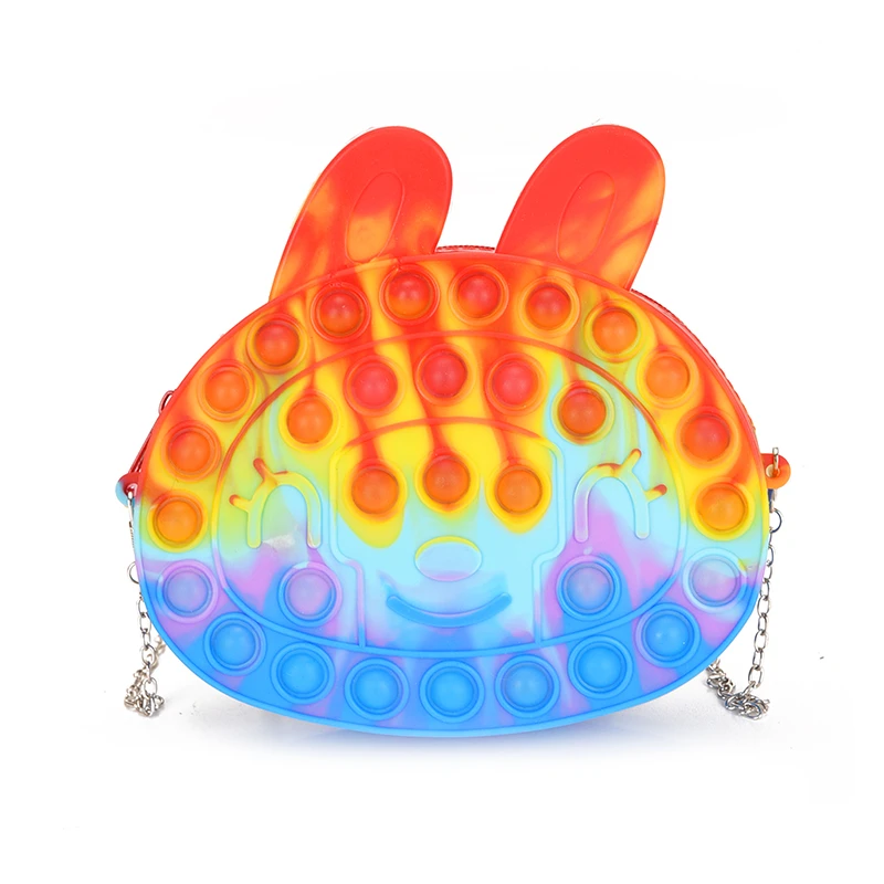 

Selling Rainbow Push Toy Bag Messenger Toy Tote Purse Bubble Fidget Sensory Pop It Book Fidget Bag Kids Handbag, Colors