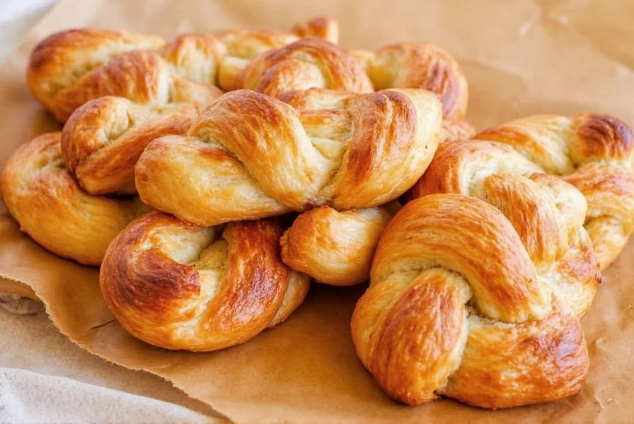 Assortment of freshly baked cinnamon twists with various glaze options on rustic wooden platter