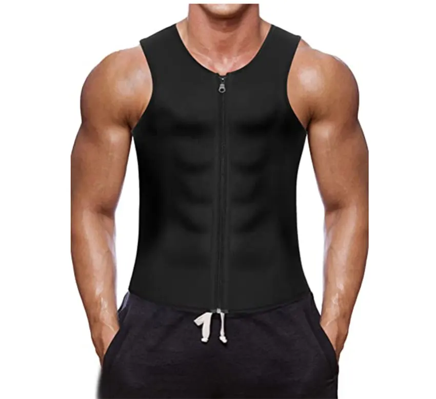 US Men/'s Sweat Vest Body Shaper Zipper Shaper Body Neoprene Top Tank Sauna Slim
