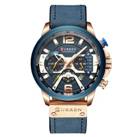 

CURREN 8329 Personality Original Watches For Men Leather Strap 24 Hours Showed Chronograph Waterproof Man Brand Watch