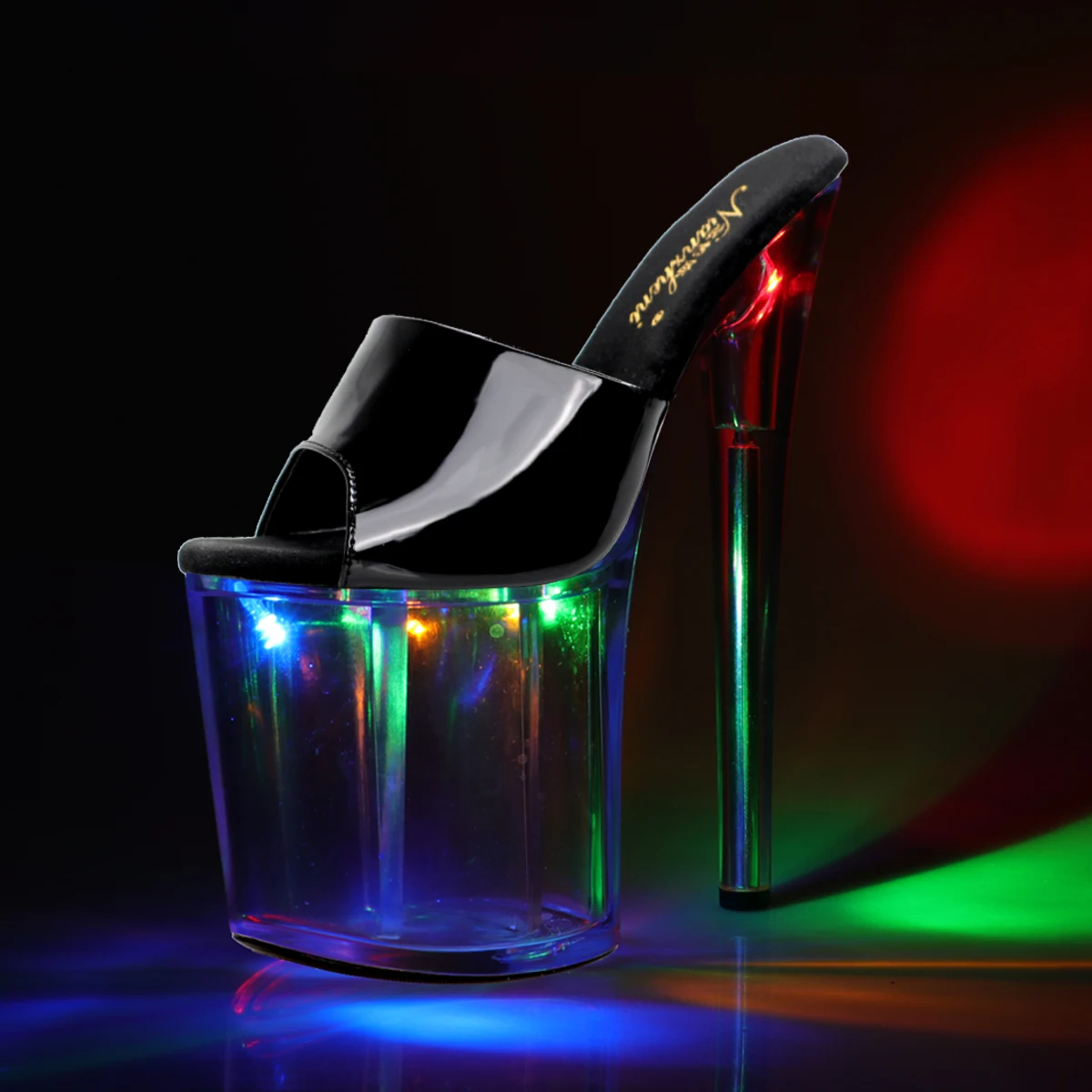 20cm Gladiator Nightclub Peep Toe Thin Heels Fashion Queen Catwalk Peep Toe All Match Transparent Elegant Exotic Dancer Bride