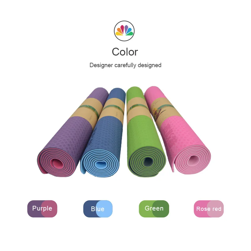 

2021 new leisure and comfortable two-color yoga mat PVC home stretch yoga relaxing yoga mat, Pink, purple, blue, green