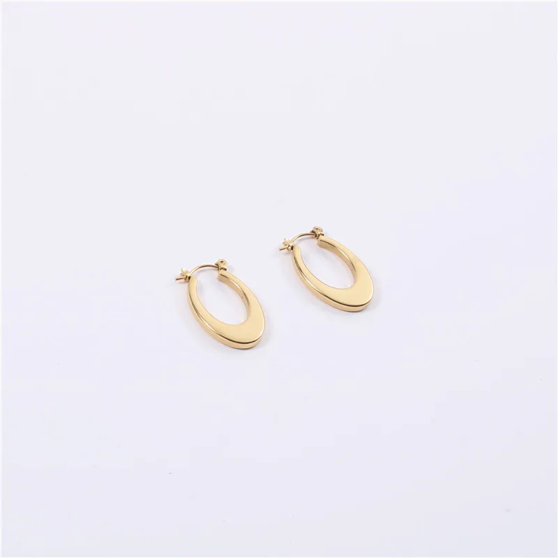 

2020 Trendy Earring 18K Gold Plated Oval Egg Shape Hoop Earrings for Women Stainless Steel Earrings Wholesale