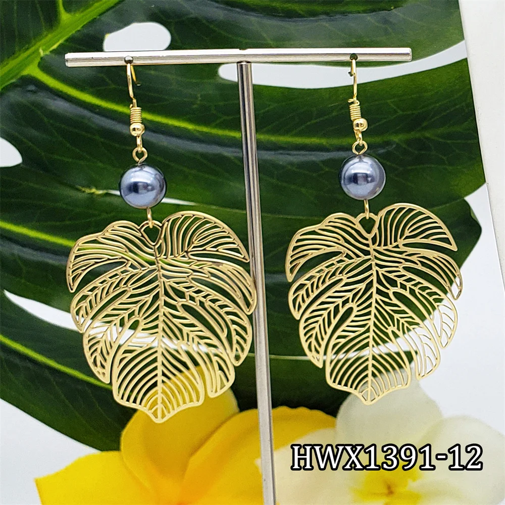 

Hawaiian Earrings Big 18K Gold Plated Earrings Jewelry