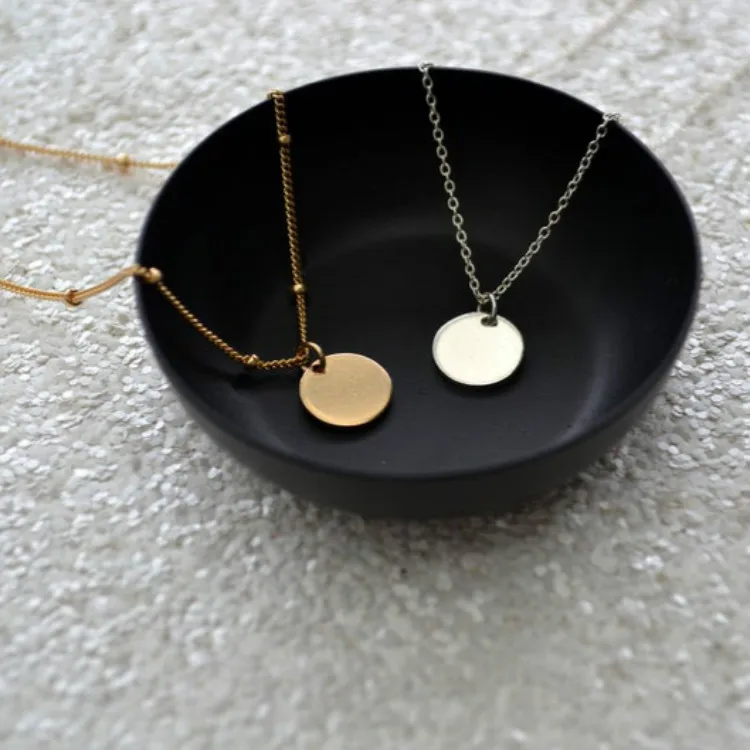 

Coin Necklace Silver Simple Disc Jewellery Round Charm Necklace