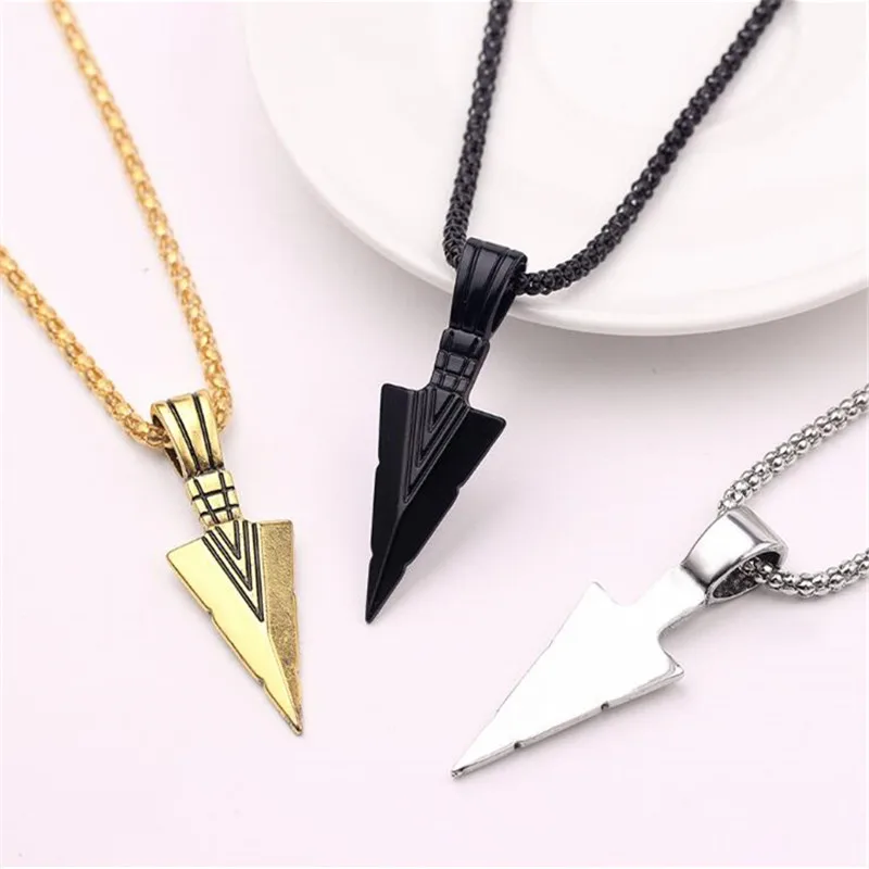 

2021 Men's Design Matte Male Necklace Arrow Black Pendant Jewelry Chain Hip Hop Rock Punk Necklace For Men Women