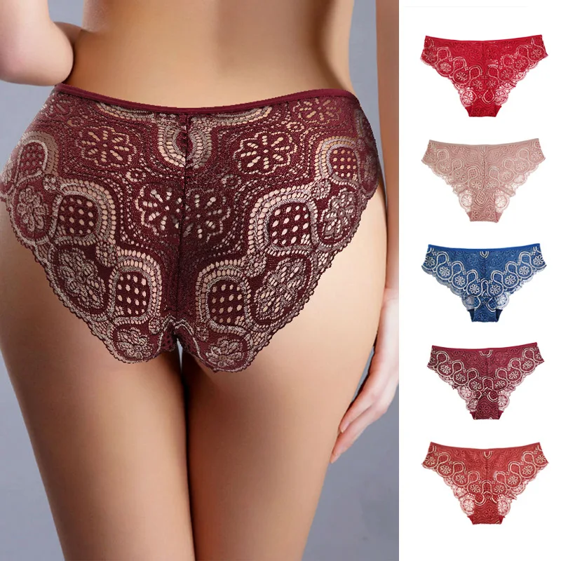 

Sexy S-3XL Transparent Soft Lingerie Briefs Women Lace Panties Underwear For Girls Ladies, As photo