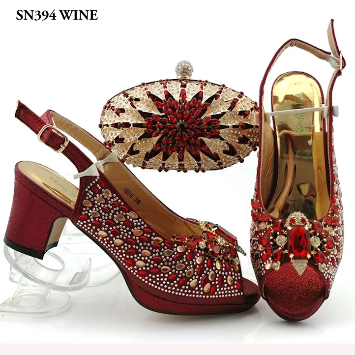 

Fashion Wine African Women Shoes And Bag Set Nigeria Party Shoes And Bag Set Italian Shoes And Bags To Match For Ladies