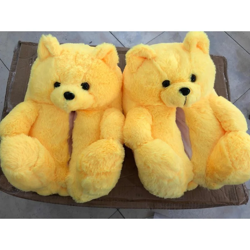 

TL01-6 2021 Fashion Plush Toy Slides House Shoes Cartoon Bear Slippers, As picture or custom