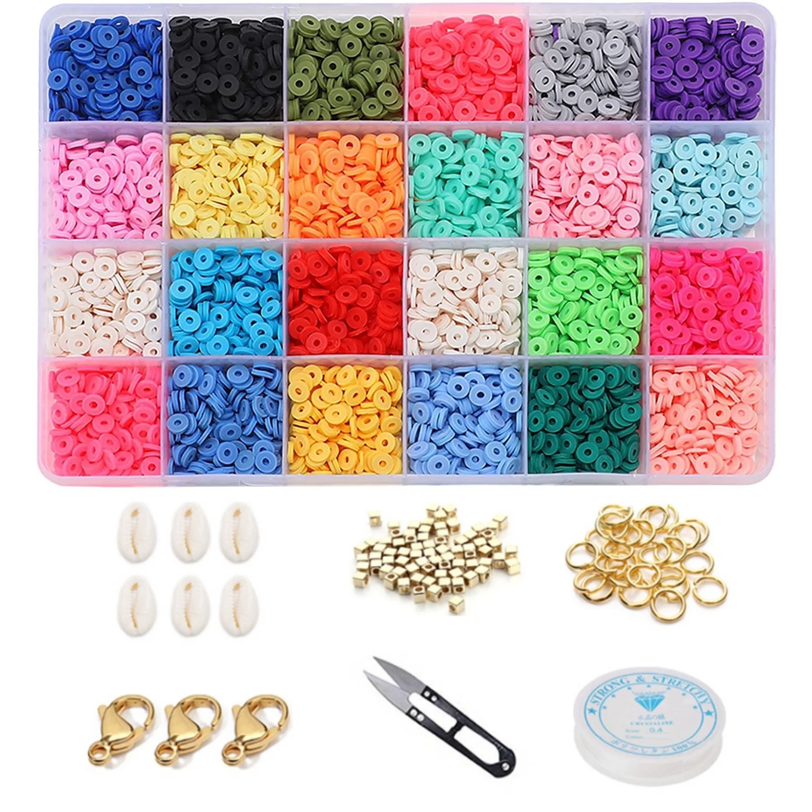 

Hobbyworker 6mm Clay Flat Beads for Jewelry Making Bracelet Necklace DIY Earring Making Kits, Picture