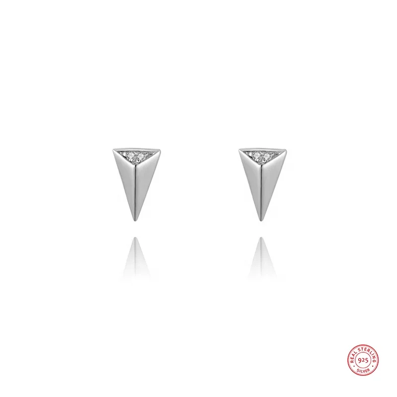 

Lofitly Jewelry 2020 New Design Women Charm Earrings Pure 925 Sterling Silver CZ Diamond Triangle Stud Earrings