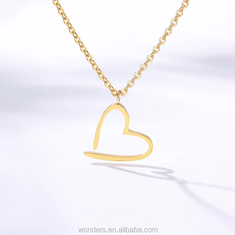 

Stainless Steel Gold Color Heart Pendant Necklace For Women