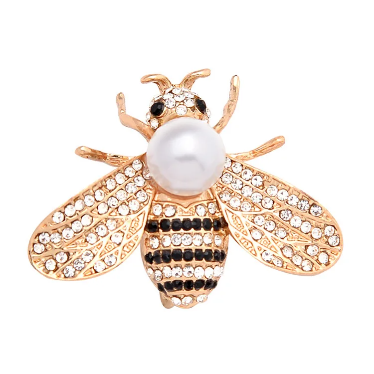 

New Korean Metal Pearl Crystal Bee Brooch High-end Ladies Corsage Jewelry Fashion Brooches, Picture