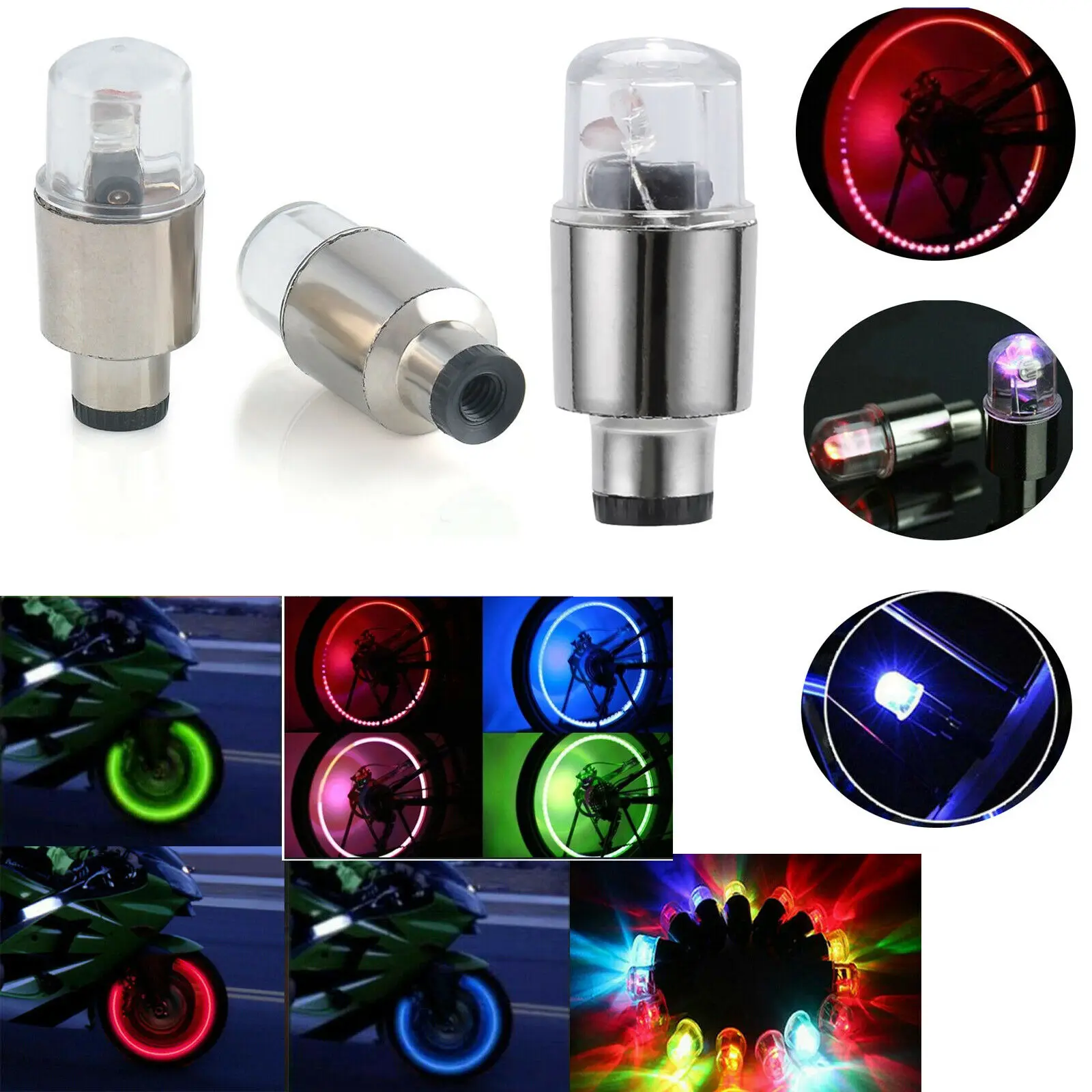 

LED Flash Wheel Tyre Tire Valve Dust Light For Bike Bicycle Motorcycle Car