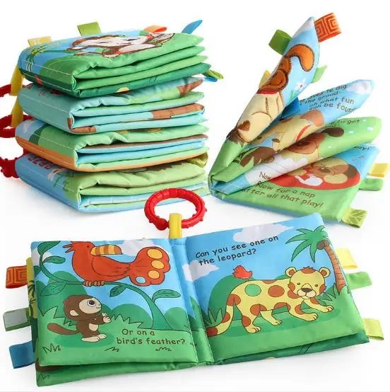 

Infants and Kids Perfect for Baby Bath Cloth BookMy First Soft Book Animal Design Crinkle Paper Cloth Book
