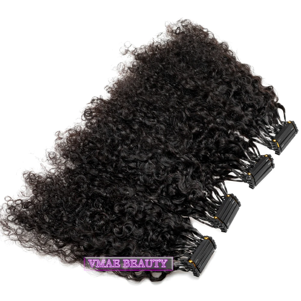 

VMAE mogolian100g 4A 4B 4C Afro Curly C Raw Virgin Cuticle Aligned Prebonded Hair Natural Color 6D Human Hair Extensions