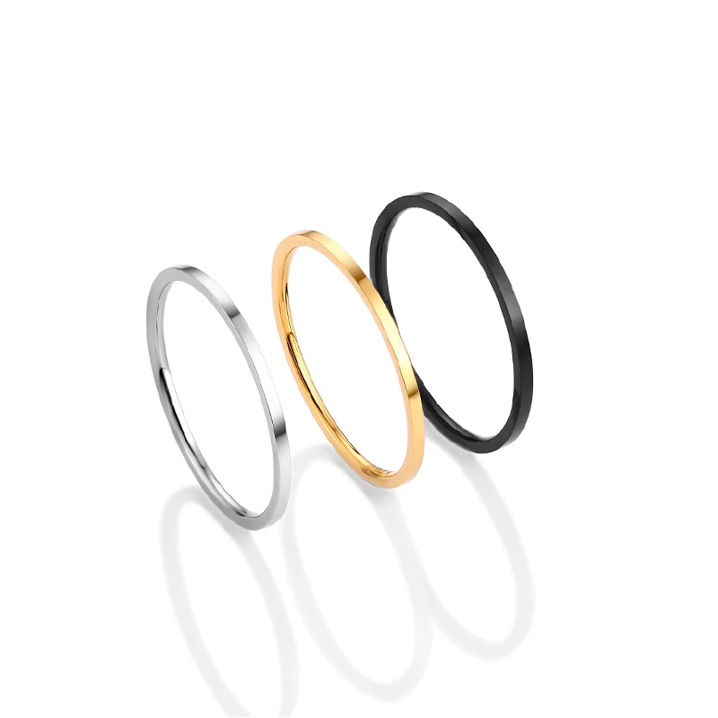 

DAYHAO Titanium Steel Ring Korean Fashion Net Red Style Simple Personality Plain Ring Joint Ring Spot Wholesale, Gold silver