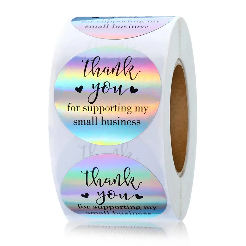 

500/ roll 3.8/2.5cm roll with Rainbow Laser Thanks for purchasing thank you commercial seal sticker small business labels