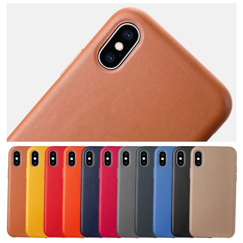 

Official Customized logo Luxury Genuine Leather Mobile Phone back Designer Leather case For iphone 12 11 Pro Max Xs XR 87 Plus, 13 colors