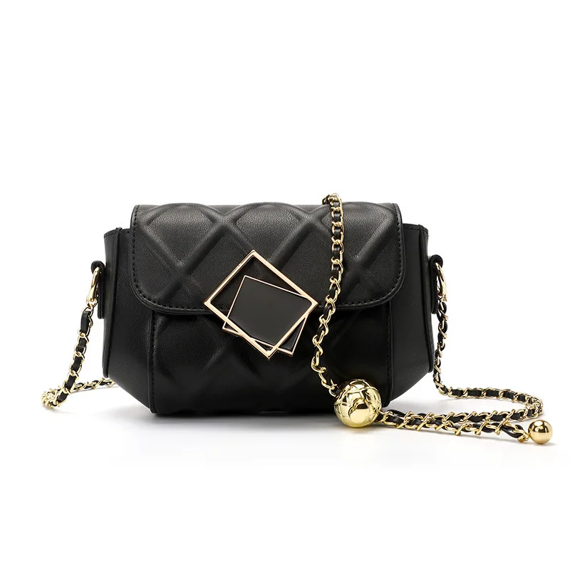 

2021 New Cowhide Lady's Bag With One Shoulder and one slant small golden ball chain Fall fashion Women Designer Handbags, 2color