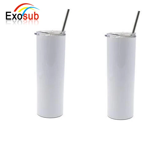 

20 oz white straight skinny water sublimation tumblers for dye, White/silver