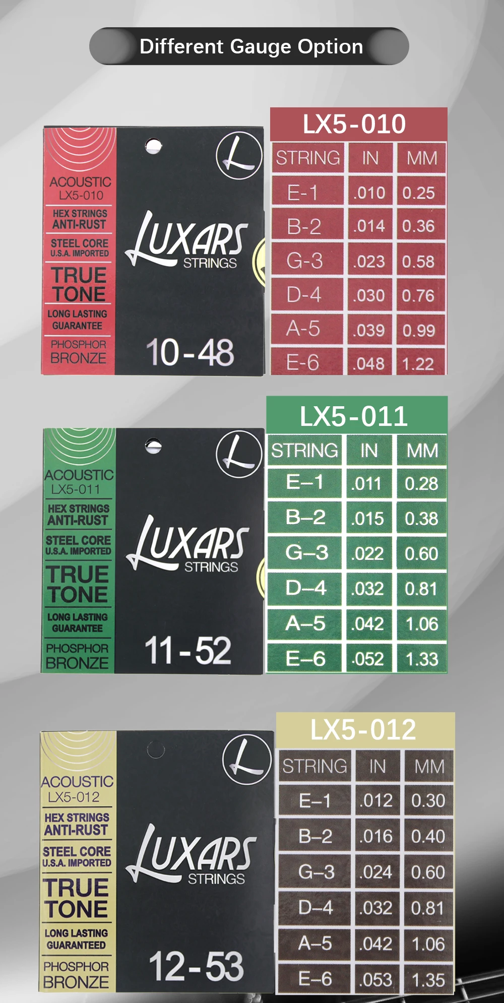 Lx5 Oem Gift Box Packaging Acoustic Bronze Guitar String Set Gauge 010