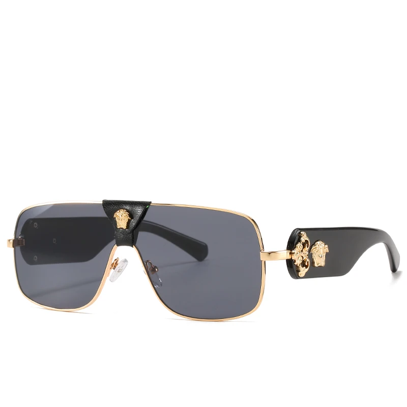 

Retro box head sunglasses ladies 2207 European and American leather sunglasses men cross-border conjoined sunglasses