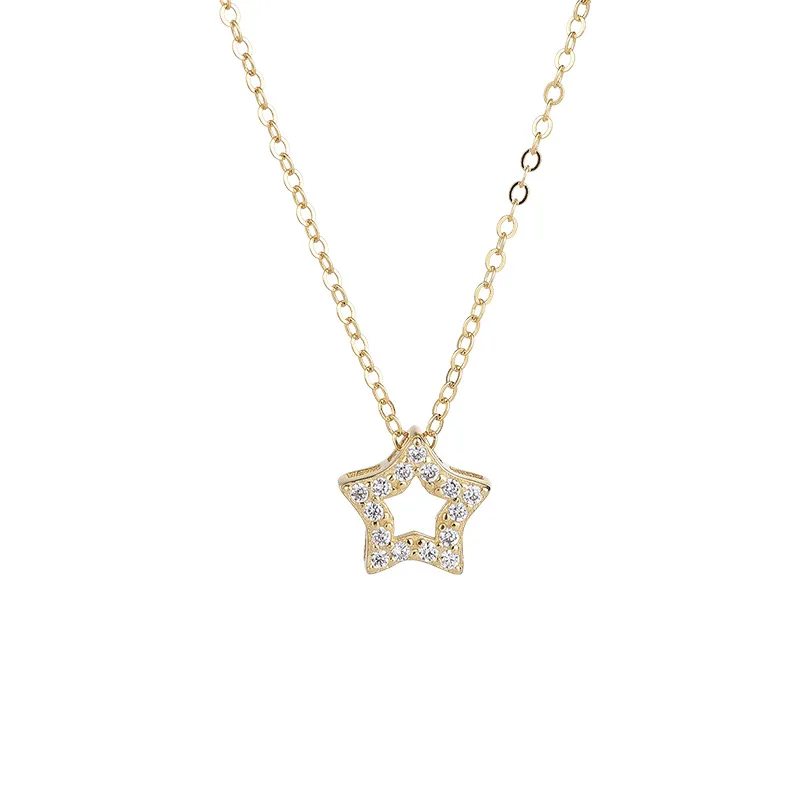 

fashion minimalist jewelry 925 sterling silver necklace simple star diamond cubic zircon gold plated necklaces for women