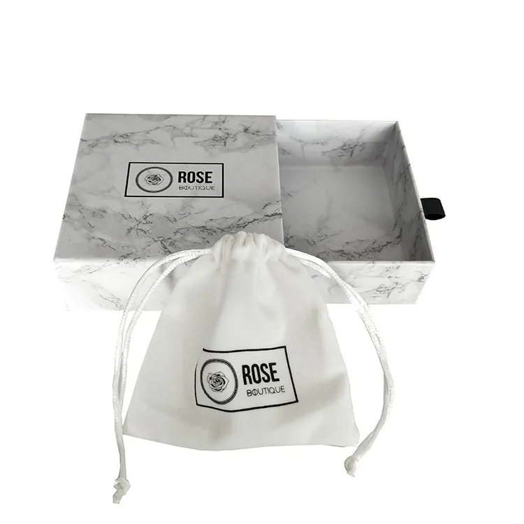 Custom Logo Jewelry Packaging Box Velvet Pouch Packaging Set