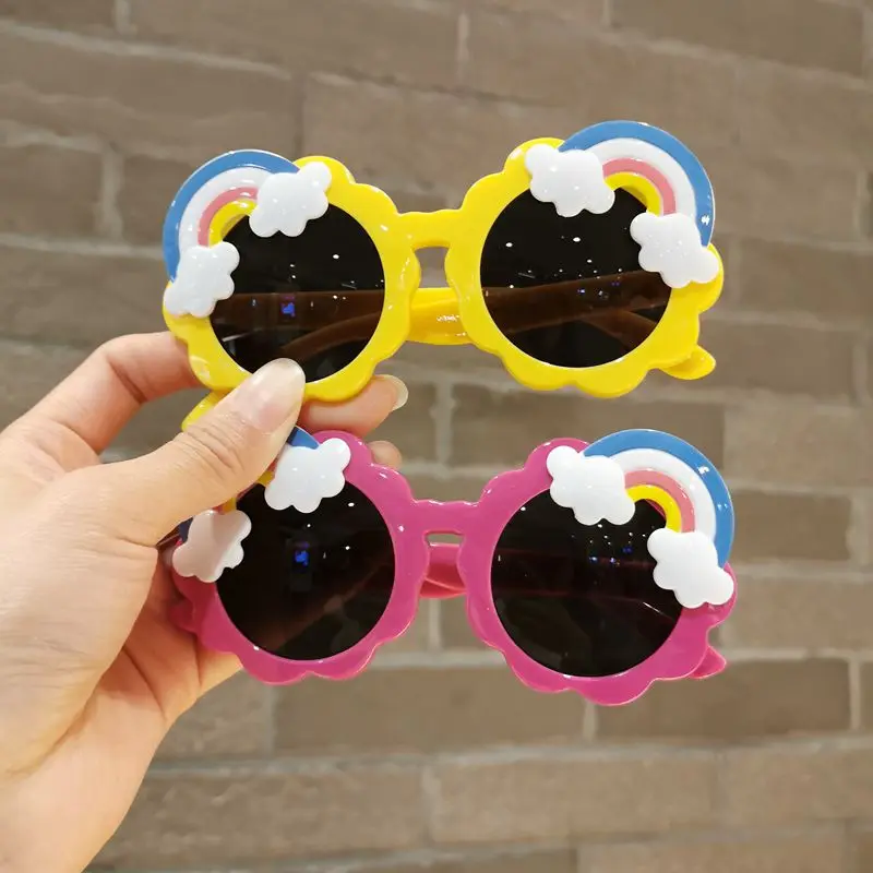 

SKYWAY Cute Ultraviolet-Proof Round Frame Flower Shape Rainbow Decorate Girls Boys Kids Sunglasses