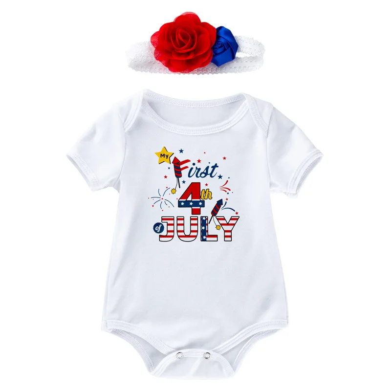 

Independence Cartoon Short Sleeve Cotton Baby Rompers Clothes