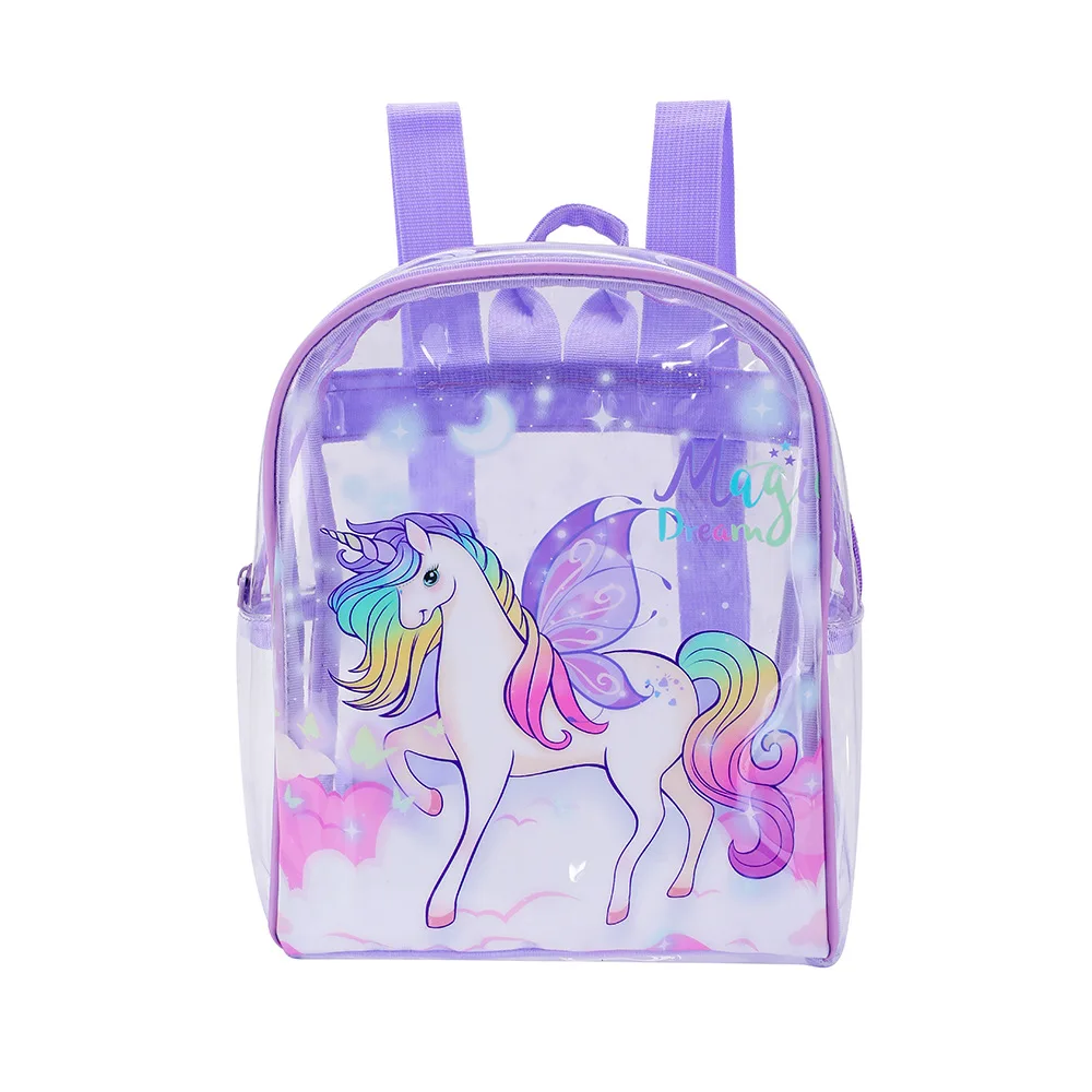 

JANHE sac a dos unicorn Student Bookbags Beg Small Transparent Bagpack Girls Schoolbag Toddler Pvc Clear Backpack Bag For Kids