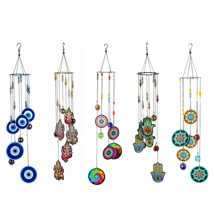 

17" Amazon Hotsell 6 Designs Alloy Indian Pattern Wind Chime Decoration Christmas Outdoor