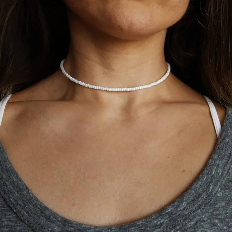 

Simple Design Bohemia Style Multi Color Beaded Choker Necklace For Women Jewelry