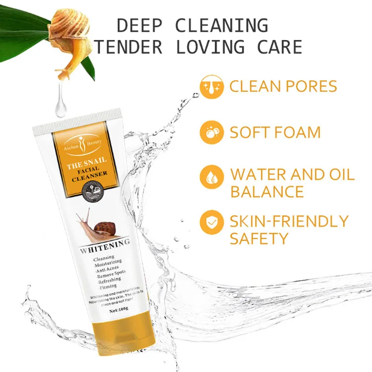 

Effective Pore Refining Deep Cleaning Oil Control Snail Facial Cleanser for Face Skin Care, White cream