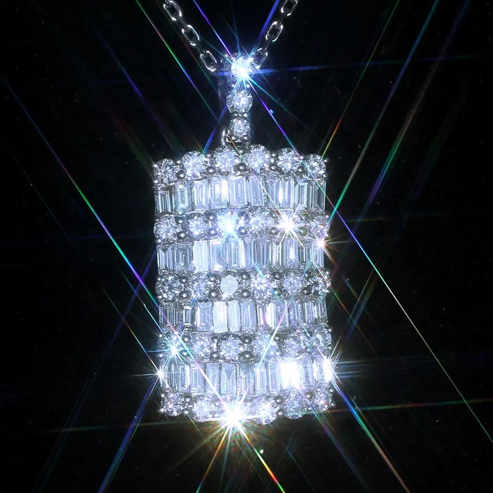 

New Silver Color Full Shine CZ Stone Pendant Necklace for Woman Fashion Jewelry Gifts Wholesale