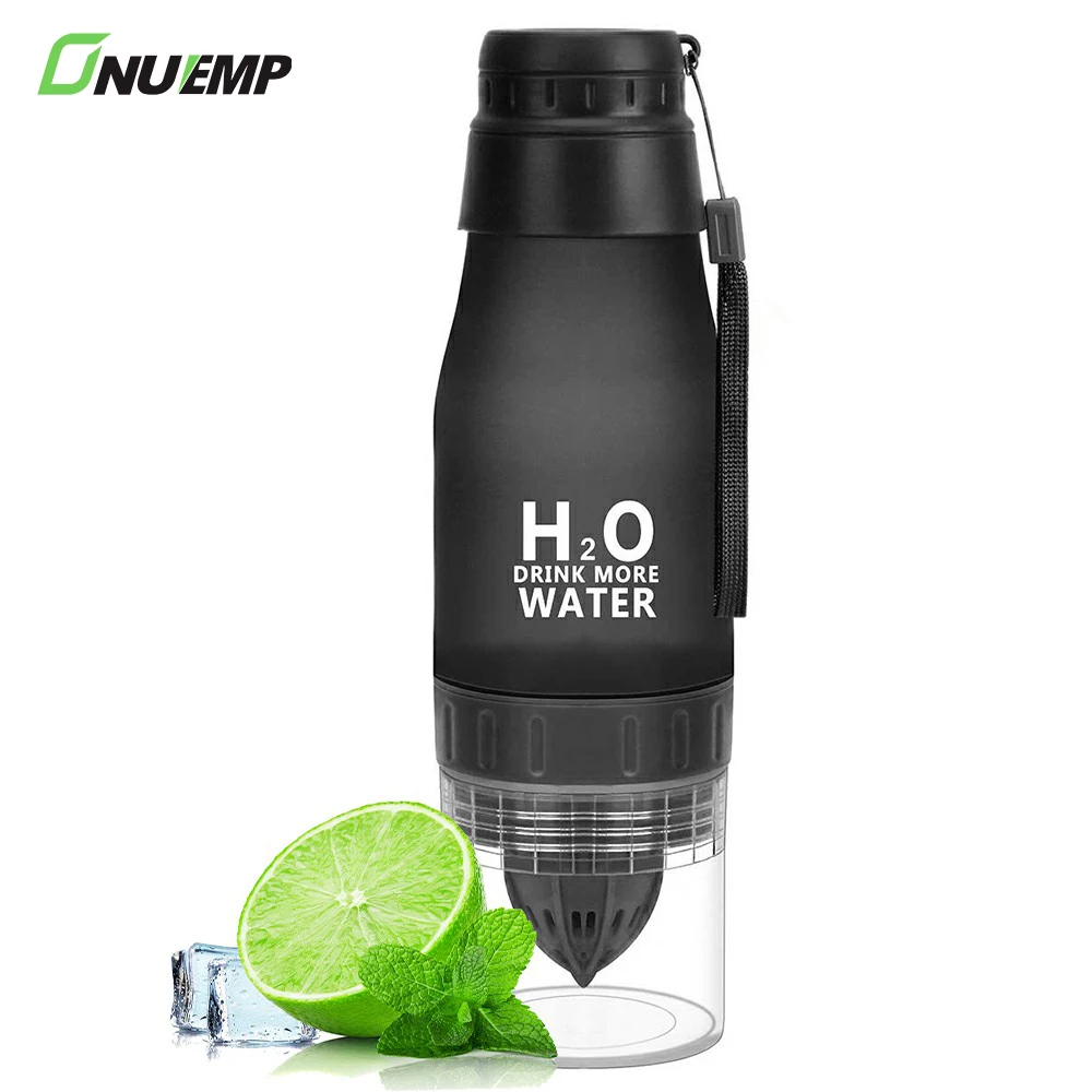 

2020 Hot BPA Free Plastic Lemon Bottle Cup H2O Outdoor Sport Juice Fruit Infuser Lemon Infused Water Bottles, 7 colors for your option