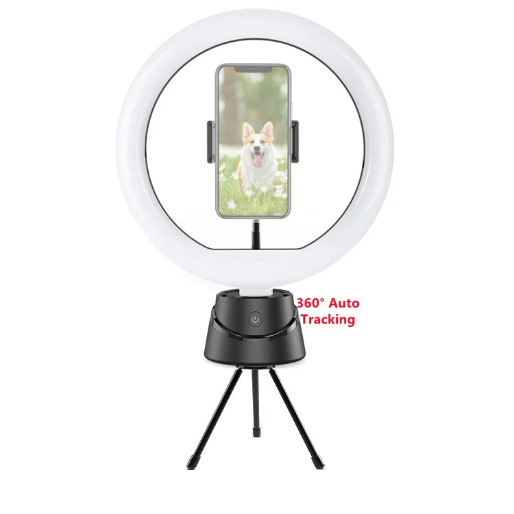 

Auto Tracking Selfie 10 inch Ring Light Video Live Stream Tiktok LED Ring Light With Tripod Cell Phone Holder