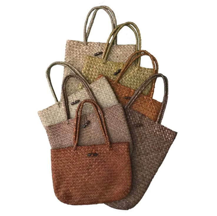 

Handwoven Straw Round Handle Ring Summer Beach Straw Bag Large Seagrass Bag for Women, 100% genuine leather tote bag