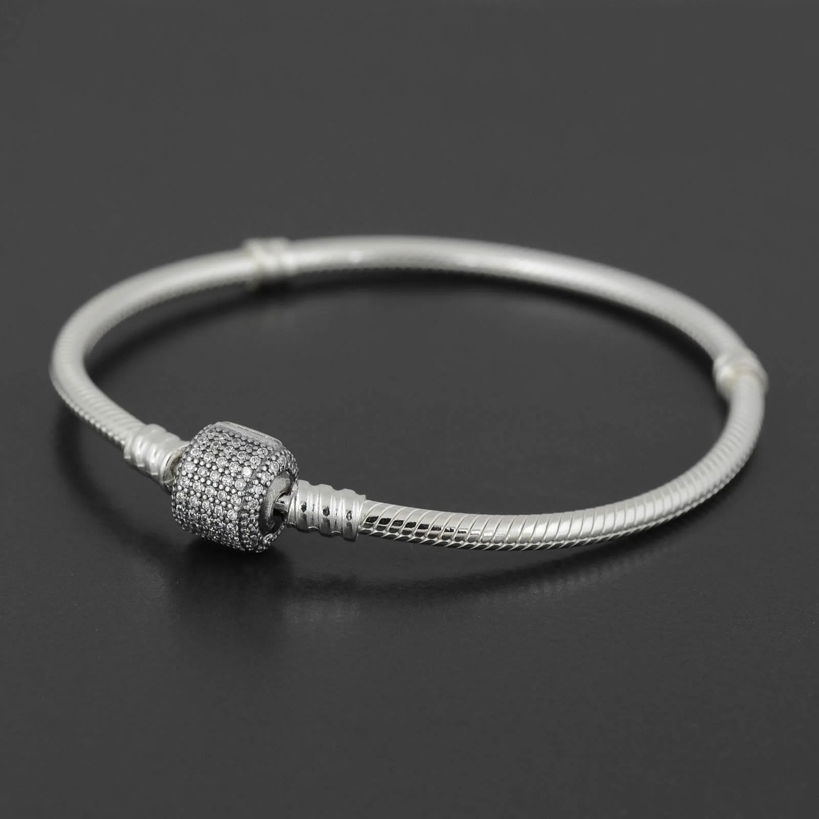 

Wholesale Authentic 925 Sterling Silver bracelet Bangle 1:1 with LOGO Engraved for European Charms Beads Women Jewelry