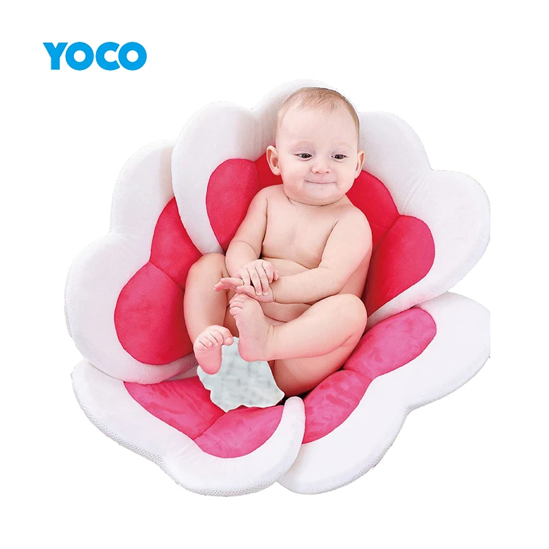 

Hot Selling Babi Shower Baby Bath Mats Bath Support Cushion Baby Shower Soft Washable Flower Infant Bath Cushion, Customizable