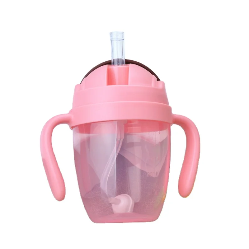 

wide mouth plastic feeding bottle infant learning drinking cup children PP water cup with straw training