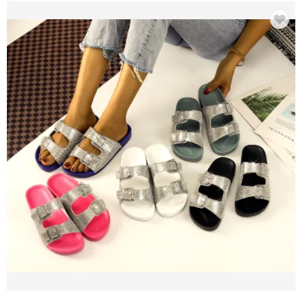 

Foma SZ2900 fashion Rhinestone mix color flat bottom slippers, As picture