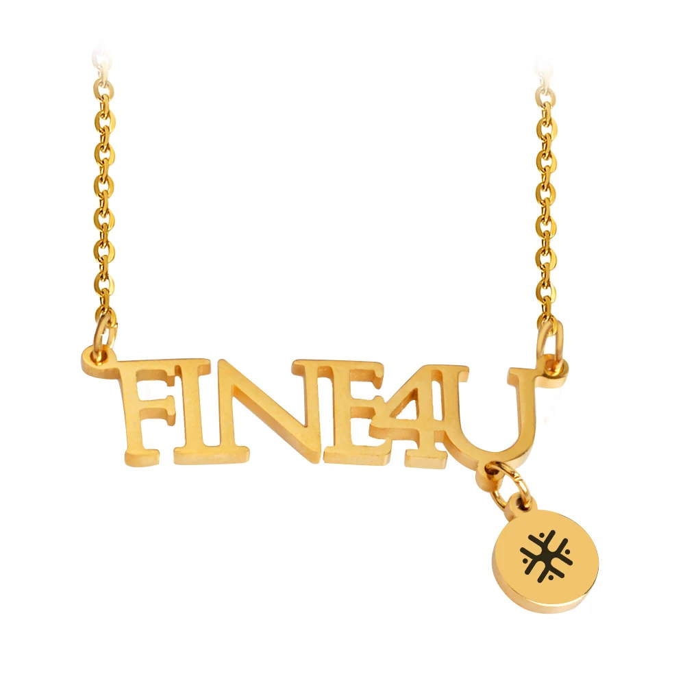 

F4U-N042 Personalized Initial Jewelry Gold Initial Disc coin custom name necklace, Steel/gold/rose gold