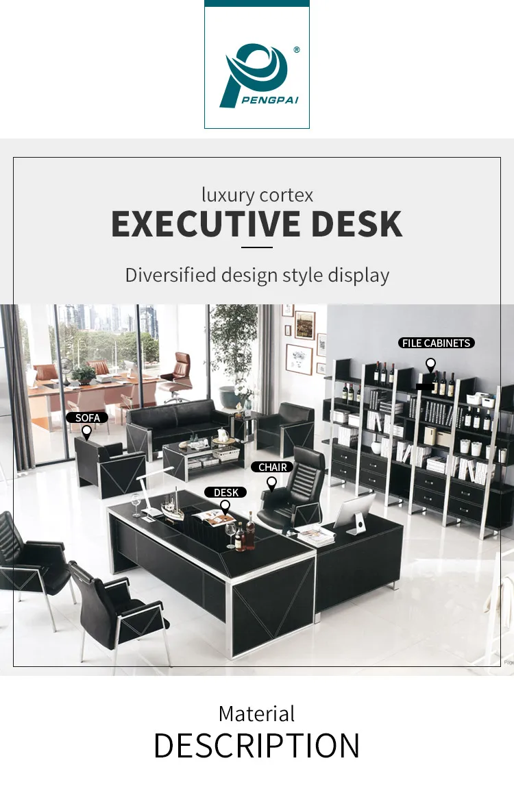 Pengpai Luxury Ceo Executive Desk Chairs For Office With Black Leather