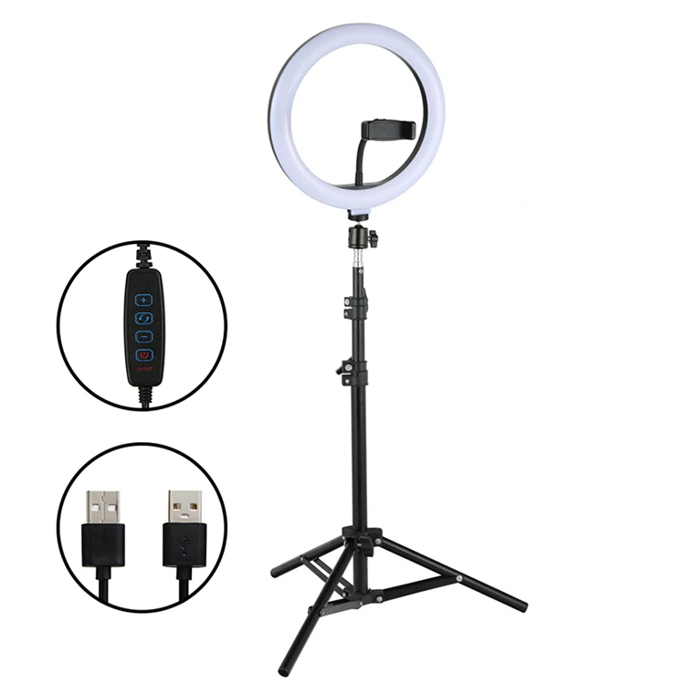 

wholesale 10 12 inch light makeup livestream photo video led ring light tripod Floor stand for mobile phone recording