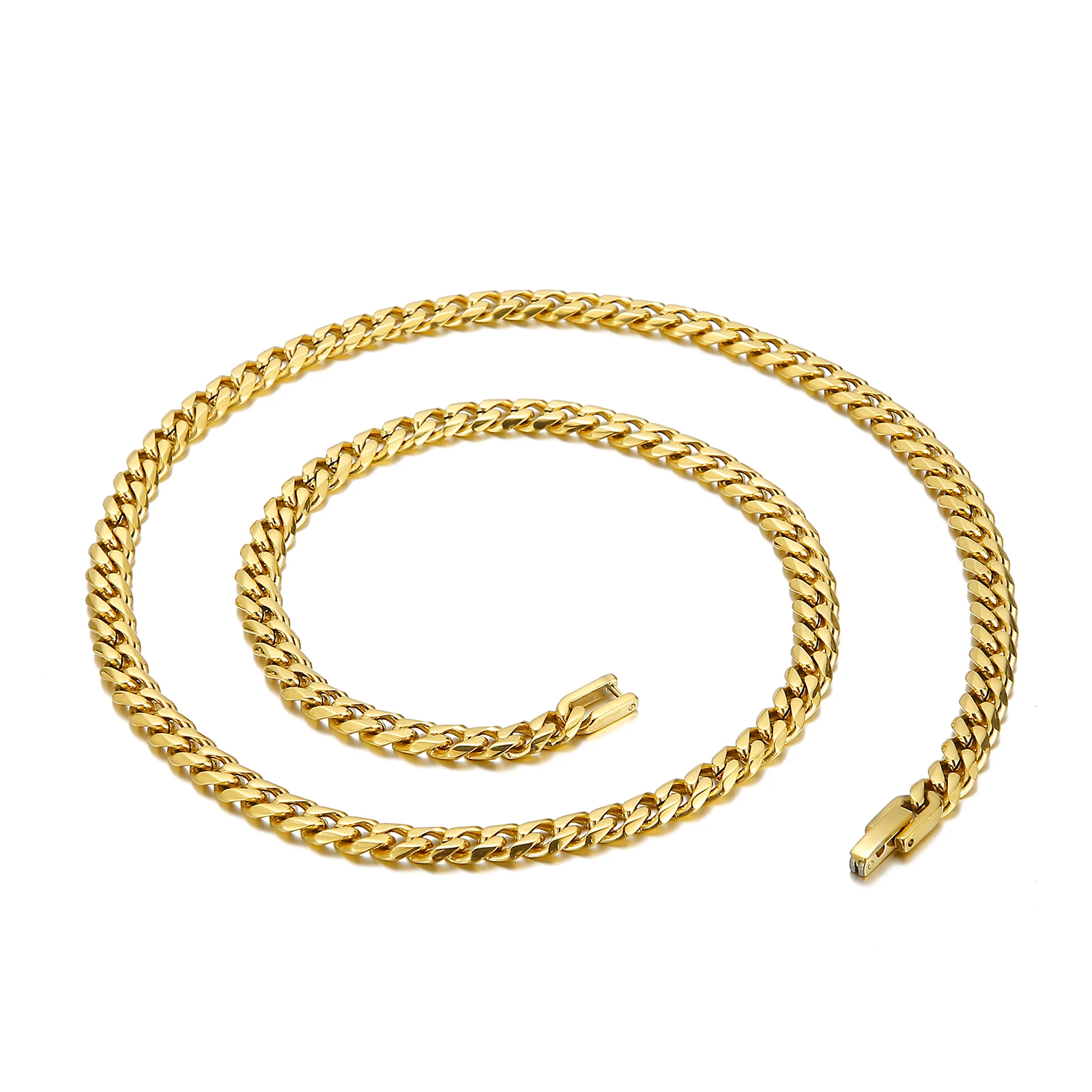 

Charms 18K Gold Plated Necklace Link Chain Fashion Stainless Steel Necklaces Jewelry, Gold/silver/black